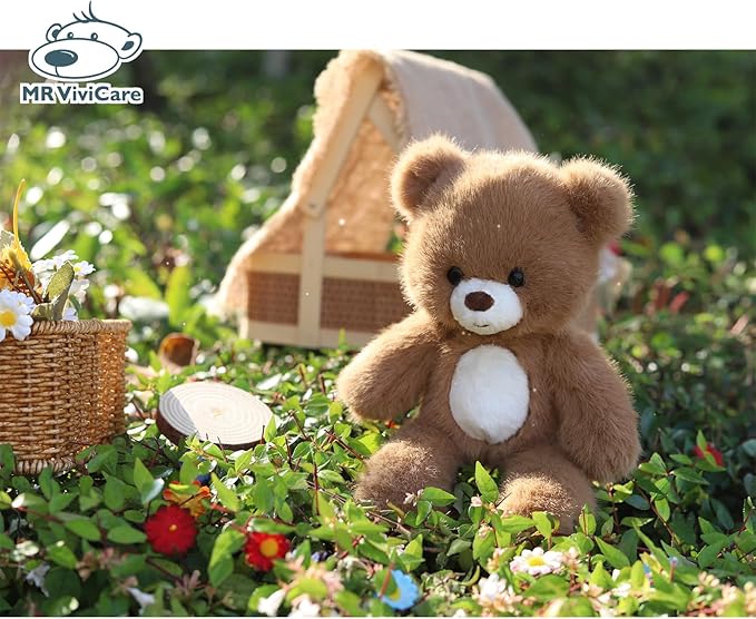 9" Soft Plush Teddy Bear – Adorable Brown Stuffed Animal Toy with White Belly – Perfect for Gifts, Bedtime, Nursery & Travel Cuddles