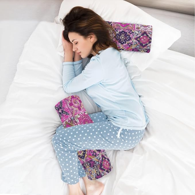 Neck Roll Pillow Bolster Pillows Round Health Memory Foam Long Cervical Cylinder Body Removable Washable Cover Bed Legs Back Yoga Pink Boho Tiles