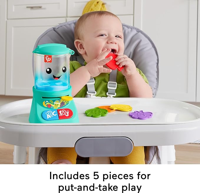 Fisher-Price Baby & Toddler Toy Laugh & Learn Counting & Colors Smoothie Maker Pretend Blender with Music & Lights for Infants Ages 9+ Months
