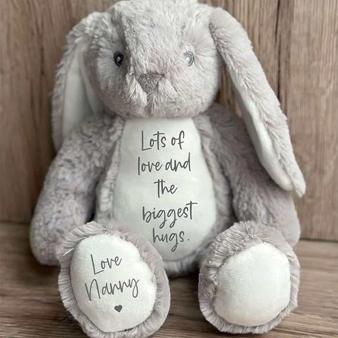 Custom Plush Bunny Keepsake Toy Hold Me Close Worry Hug Rabbit Personalized Stuffed Animal Doll Baby Shower Birthday Gift