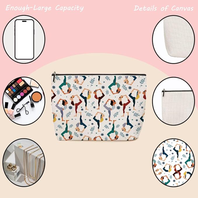 Lovdazzles 2pcs Yoga Gifts for Women Makeup Bag Yoga Accessories for Women Cosmetic Bag, Instructor Teacher Toiletry Accessories Organizer Pilates Gifts for Girls Teachers Friends Sisters