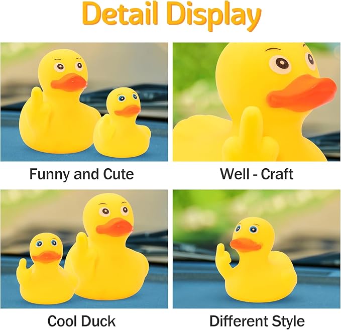 wonuu 3pcs Rubber Duck Car Mid-Finger Duck Ornament Dashboard Decorations Bathroom Duck Rubber Ducky Funny