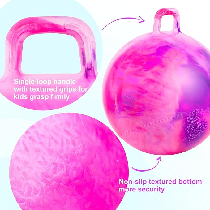 ZOOJOY 6pcs Hopper Balls for Kids 3-8, 18 in Clouds Bouncy Ball with Handle, Sit on Hopping Toys for Sport/School/Team Active Play, Inflatable Hippity Hop Ball for Indoor Outdoor Games with Pump