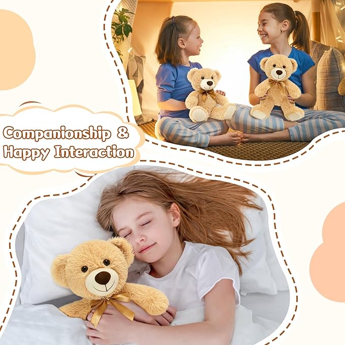 MorisMos Teddy Bears Bulk 24 Packs, Teddy Bear Stuffed Animal Bulk 14 in, Small Teddy Bears for Baby Shower, Kids, Girls, Boys, Light Brown