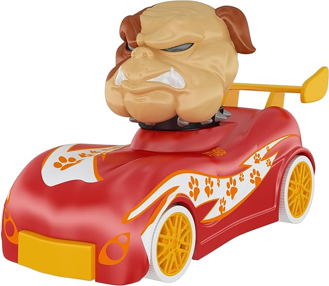 Knuckle Headz Pop-Up Racer Car Toy, Friction-Powered Pull Back Race Car, Head Popping Fun Gift for Kids, Boys, Girls, Ages 3+, Bulldog