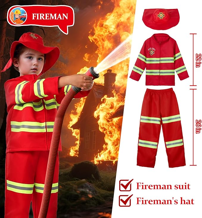 Homyrium Toddler Dress Up Clothes Boys Costumes 6 Set - Astronaut/Doctor/Fireman/Policeman/Construction for Age 3-8