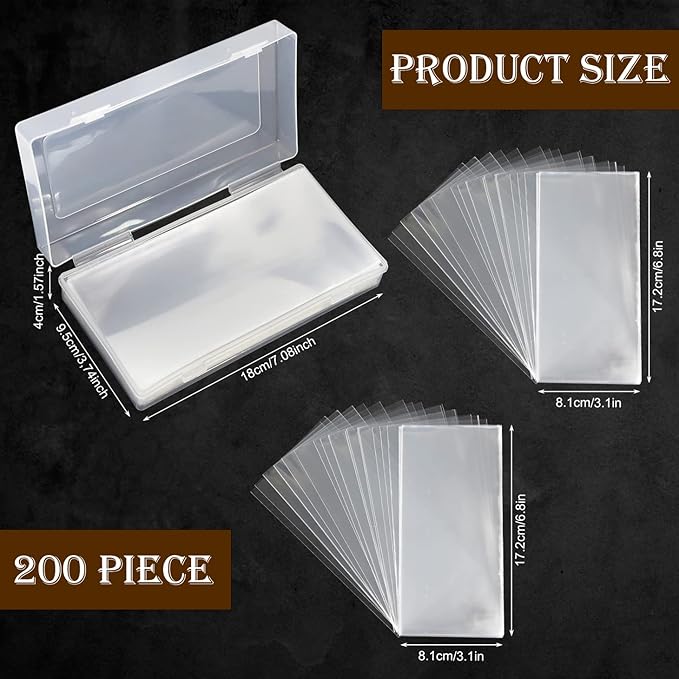 200 Pieces Dollar Bill Holder with Storage Box, 6.8 x 3.18 inch Clear Paper Money Sleeves,Currency Sleeves, Silver Dollar Coin Holders Organizer for Cash Collectors Banknotes,Stamp