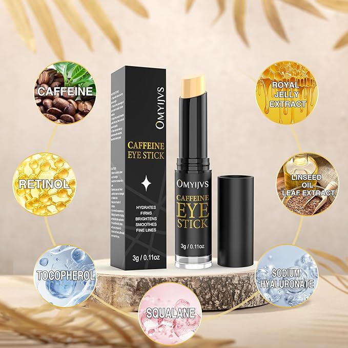 Caffeine Eye Cream Stick, Eye Cream for Anti-Aging Dark Circles Puffiness Bags, and Wrinkles - Gentle Under Eye Cream for Sensitive Skin, Smooths Fine Lines