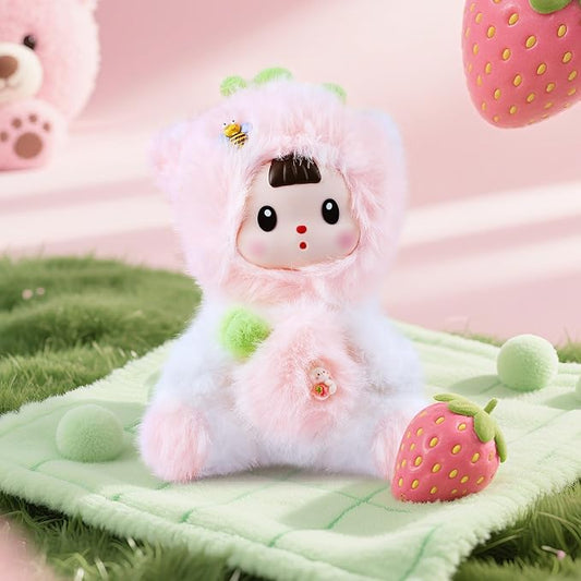 Kawaii Plush Doll, Stuffed Animals with Vinyl Face Pink Strawberry Cat Shaped for Girls Boys Kids Lovers, 7 inches Kawaii Vinyl Plush Pendant Cute Figurines Gifts for Collectibles Home Decor Birthday