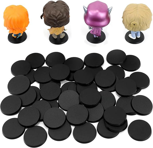 30PCS Figure Stand Base with 60PCS Adhesive for 4 Inch Fuko Pop, 1.97 Inch Black Round Plastic Bases No Peg, Doll Model Storage Organizer Display Holder Accessories for Action Figures