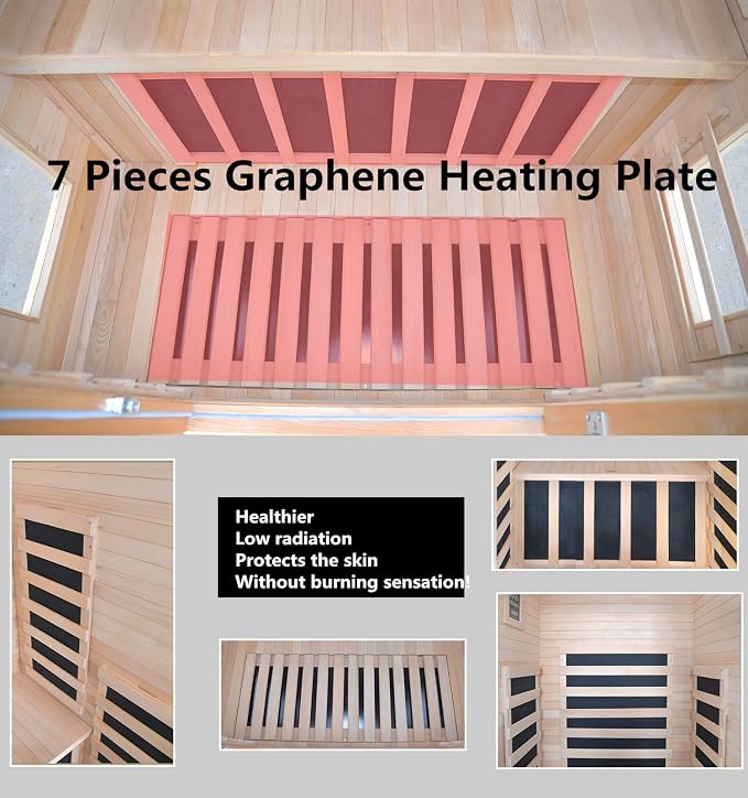 Dynamic Home Infrared Sauna Room 1 to 2 Person Wooden Canadian Hemlock 1260W Graphene Carbon Plate Heater Indoor Saunas