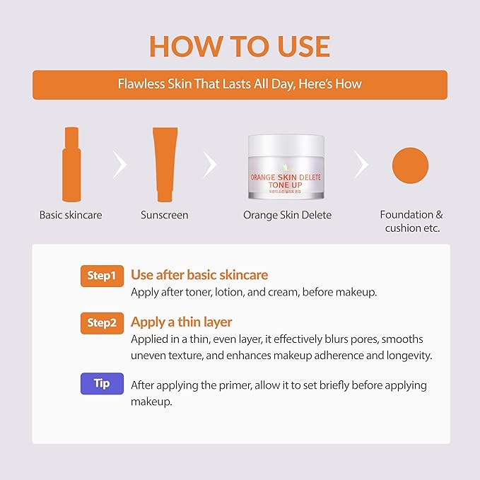 Orange Skin Delete Tone Up Pore Primer Korean Makeup 30g 1.06 oz
