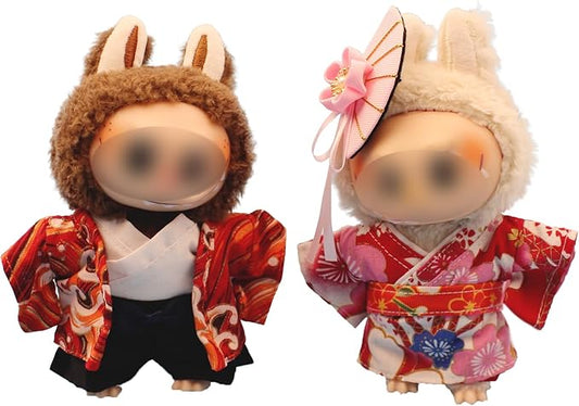 17cm Handmade Doll Clothes for Labubu,Japanese Kimono Couple Doll Outfits, Exquisite Party Decoration Outfits with Traditional Edo Style