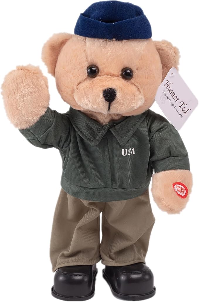 Children's Idol Military Hero Teddy Bear Stuffed Animals Singing Dancing Teddy Bear Stuffed Animal, US Army Theme Music Plush Toys,Independence Day Birthday Gifts for Kids 14" (Air Force Bear)