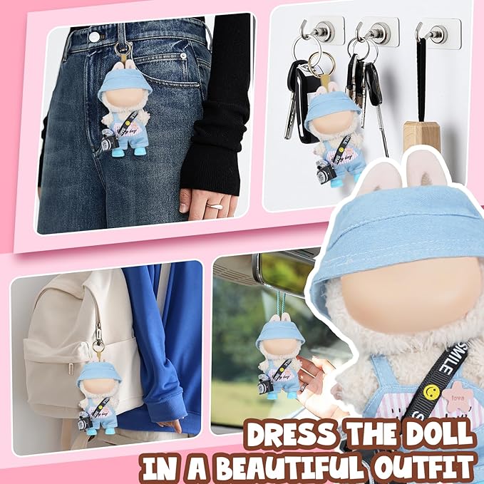 17 cm Cute Doll Clothes Design Outfit Blind Mystery Box Accessories Mini Stuff Dress Overalls Hoodie Pajamas Blue