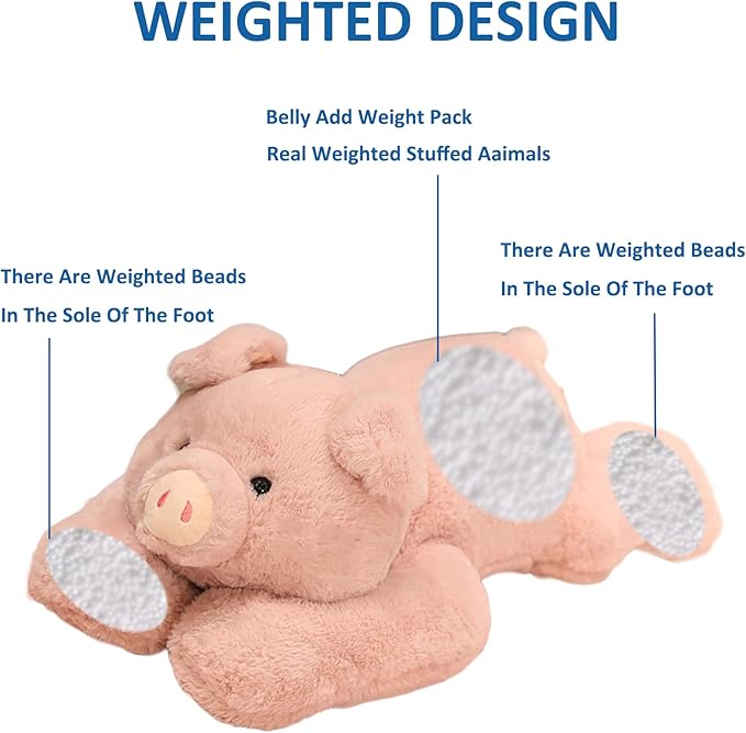 Weighted Stuffed Animals, 29.5in 6.2lbs Weighted Pig Stuffed Animal Toy Cute Pink Pig Plush Pillow for Adults Boys Girls