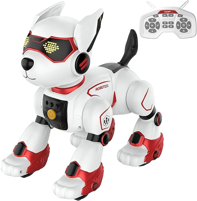 Robot Dog Toy for Kids, Programmable Interactive RC Pet with Voice Control & Touch Sensor, Imitates Animal Sounds, Plays Music, Dance Modes, Robotic Puppy Toy for Kids Boys & Girls (Red)