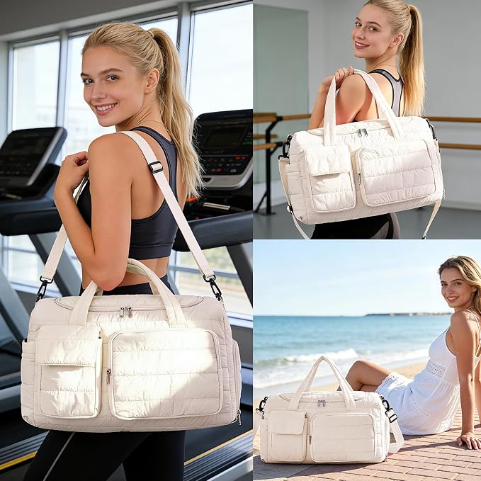 Small Gym Bag for Women, Travel Duffle Bag Carry On Weekender Bag with Shoe Compartment