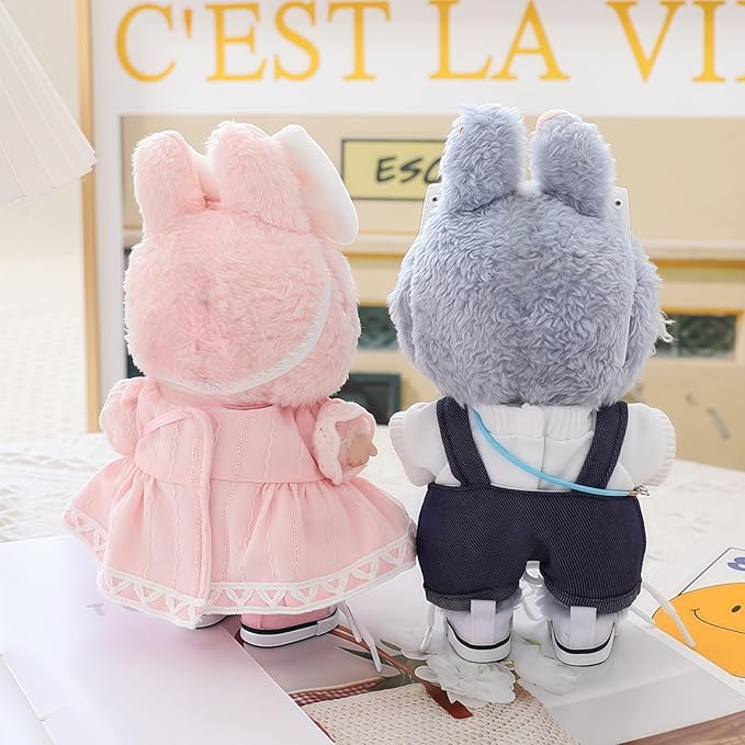 17cm Doll Clothes Set, 5 Pieces Dress Overalls Outfit Set for 6.7inch Doll Suit, Cute Fashion Hat & Clothes Accessories for 1st/2nd/3rd Gen Dolls Play & Display