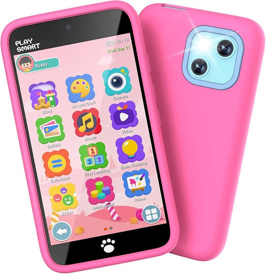 MOMILLA Kids Toys Smart Phone with Dual Camera, 3.97" Touchscreen, 200+ Educational Games, Learning Toys with Parental Control for Ages 3-8