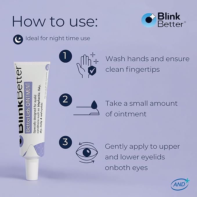 BlinkBetter BetterLids Eyelid Ointment for Dry, Itchy & Sensitive Eyelids – Deep-Moisturising Oat Complex with Shea Butter & Panthenol to Hydrate, Nourish & Soothe Delicate Eyelid Skin – 0.34 oz