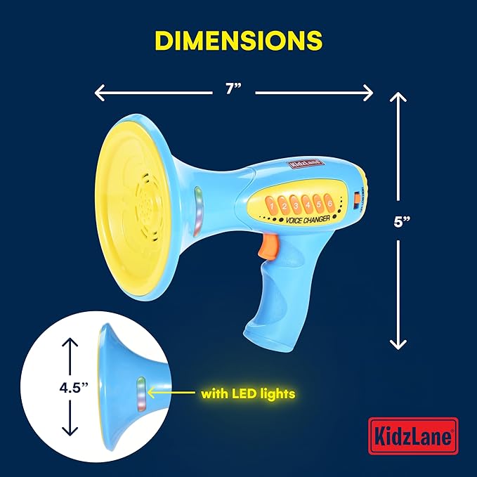 Kidzlane Voice Changer for Kids - Megaphone with LED Lights and 5 Sound Effects - Voice Changer Toy for Boys and Girls Age 5 and Up - Blue