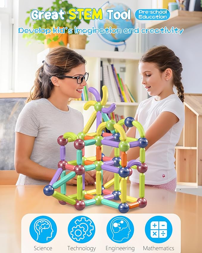 Magnet Toys Magnetic Building Blocks, STEM Starter Toys for Kids Age 3-5 Preschool, Montessori Learning Magnetic Sticks and Balls, Gift for Christmas Birthday (42PCS)
