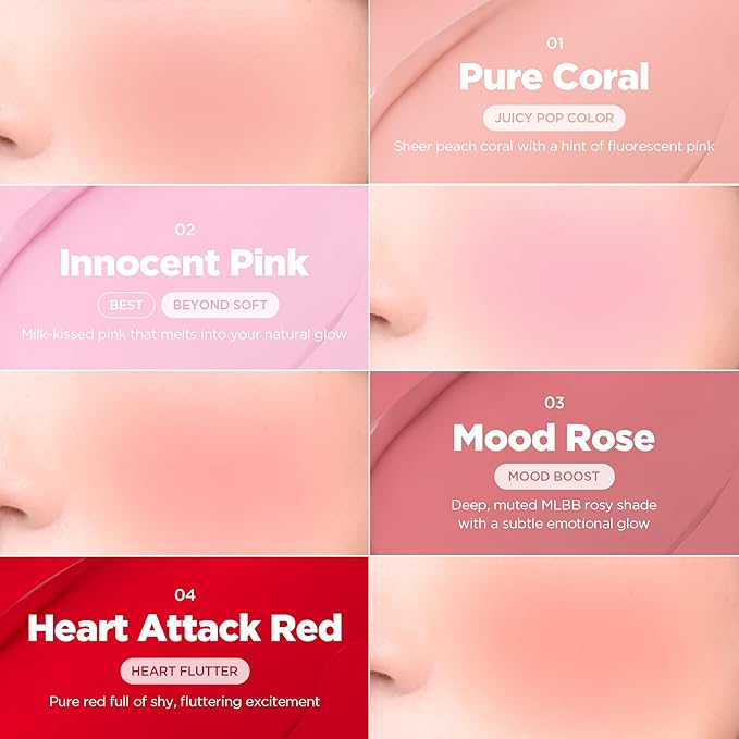 lilybyred Luv Beam Cheek Balm | Heart-Shaped Korean Cream Blush, Semi-Matte Finish, Long-Lasting, Blendable & Buildable, Soft Creamy Texture, Lightweight, Natural Flush, 0.12 oz. (04 Heart Attack Red)