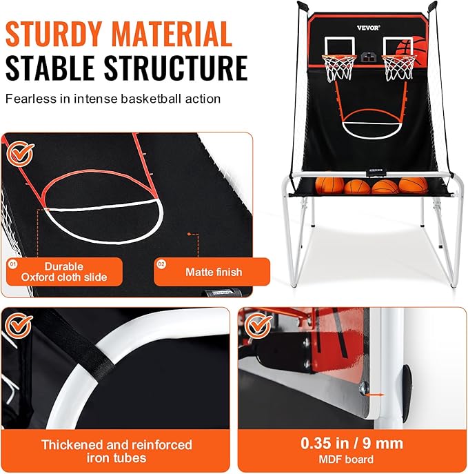 VEVOR Basketball Arcade Game Indoor, 2 Player Indoor Basketball Game, Home Dual Sport with 8 Game Modes, Electronic Scoreboard, and Inflation Pump,Adults