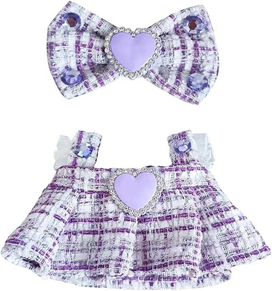 Clothes for Doll (NO Doll), 2 Piece Outfits Set for 17cm Accessories Suit,Girls Premium Fashion Jump Dress, Purple