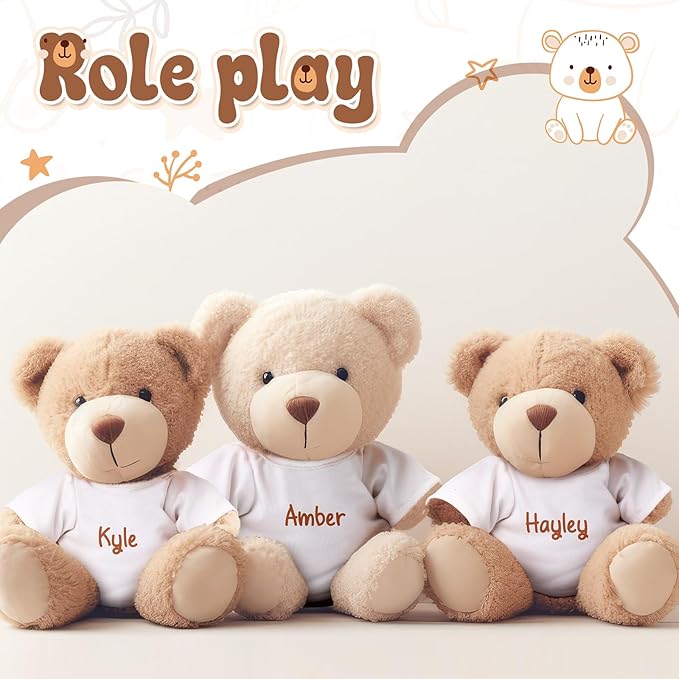 12 PCS Stuffed Bear Clothes Shirt Stuffed Animal Clothes Plush Doll Tshirts Classic Plush Bear Shirts Fit 8-12 Inches Stuffed Bear Dolls