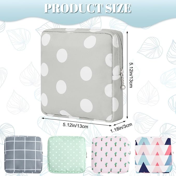 RETON 5 Pcs Sanitary Napkin Storage Bag, Portable Period Bag Period Pouch for Panty Liners Tampons Sanitary Pads, Menstrual Pad Bag Feminine Menstruation First Period Bags for Young Girls Women