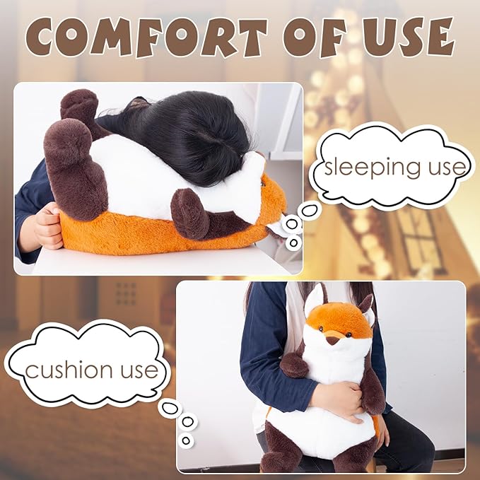 ARELUX Giant 22in Big Fox Plush Large Stuffed Animal Hugging Pillow: Soft Jumbo Sleeping Body Warm Fluffy Pillow Adorable Chubby Plushie Toy Gifts for Boys Girls