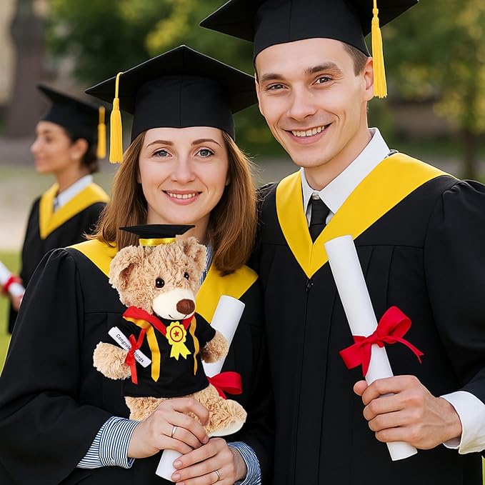 Set of 1 Graduation Teddy Bear Clothes Cap & Gow Outfit Fits Make Your Own Most 8" - 13" Bear Plush Stuffed Animal Outfit Pet Dog Doll Cap and Gown Build a Bear Clothes(Graduation E, Fit 8"-13")