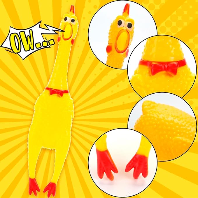 POPLAY 3 PCS Screaming Chickens, Prank Novelty Toys Squeaky Rubber Chickens for Dogs