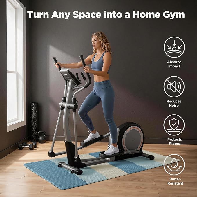 AIRHOP 18 PCS Gym Floor Mat, EVA Foam Puzzle Gym Mat, High-Density Interlocking Foam Floor Tiles for Home Gym, Play Workout Garage Kitchen Flooring 12.6"x12.6"x0.4"