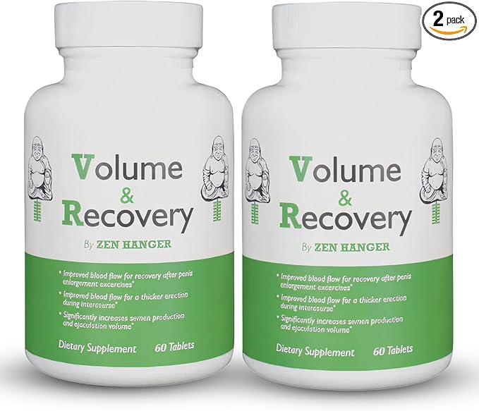 Zen Hanger Male Size Enhancement Pills (60 Count/Bottle, 2 Bottles) - Mens Supplement for Volume & Recovery After Enlargement Exercises - Penis Girth & Enlargement Pills