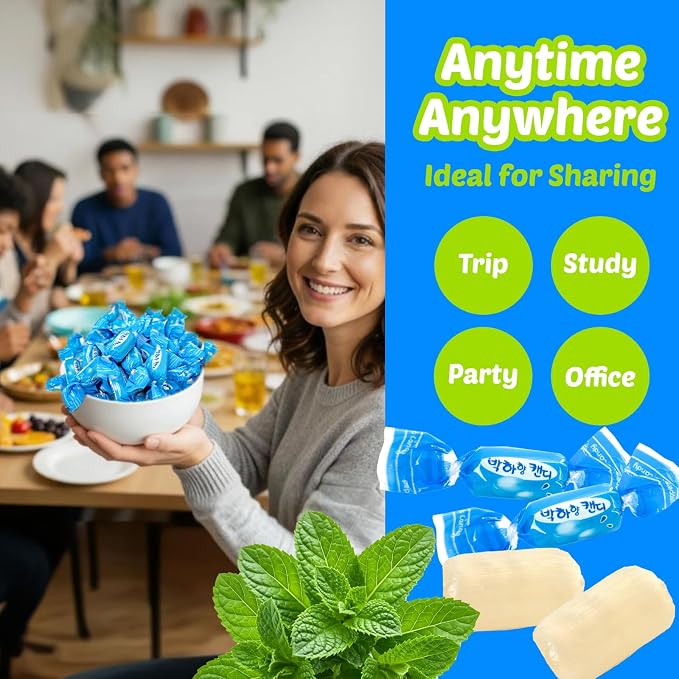 COELO Peppermint Candy 9.87oz (280g) | Korea Traditional Mint Flavor Hard Candy | After Meal Office Pantry Travel Camping Party | Sharable Size On-The-Go K-Food Individually Wrapped Korean Snack 박하사탕