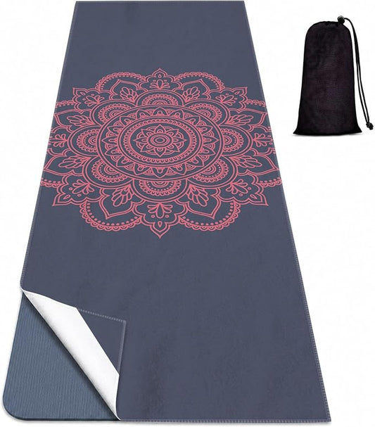 Yoga Mat Towel, Hot Yoga Non Slip with 4 Corner Pockets, 70 x 26 in | Soft Absorbent Microfiber With Four Corner Pockets, Fits Over Yoga Mats For Hot Yoga, Pilates, Gym, And Travel