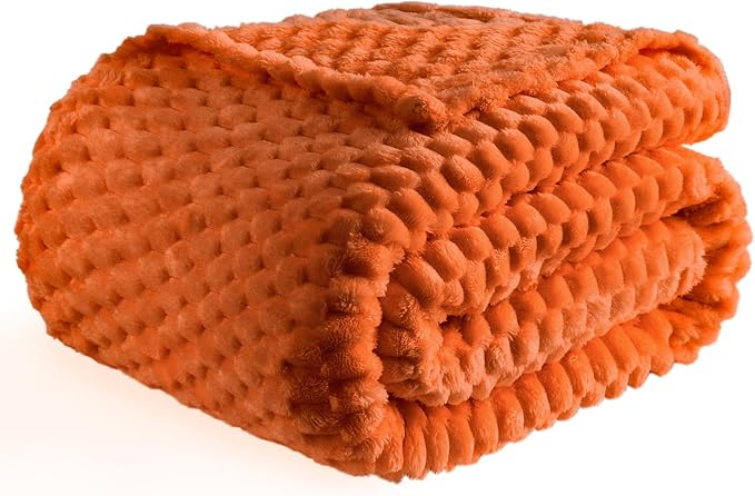 Bnuitland Orange Flannel Throw Twin Size Blanket (60X80 inches), 300 GSM Fleece Cozy Warm Soft Home Decor Lightweight Bed Blanket for Adults, Suitable for All Seasons.