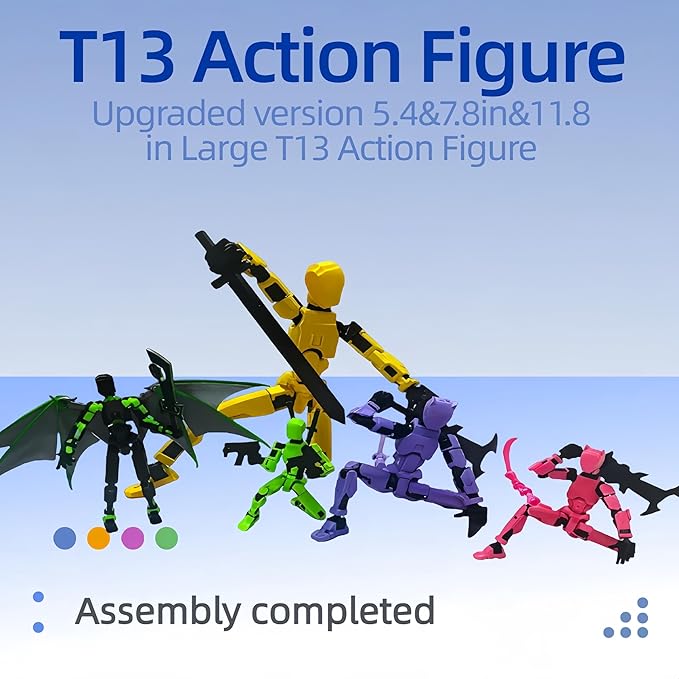 T13 Action Figure Assembly Completed, Upgraded 3D Printed T13 Action Figure, The Dummy 13 is Very Suitable for Office Desks and Birthday Cake Decorations (Green)