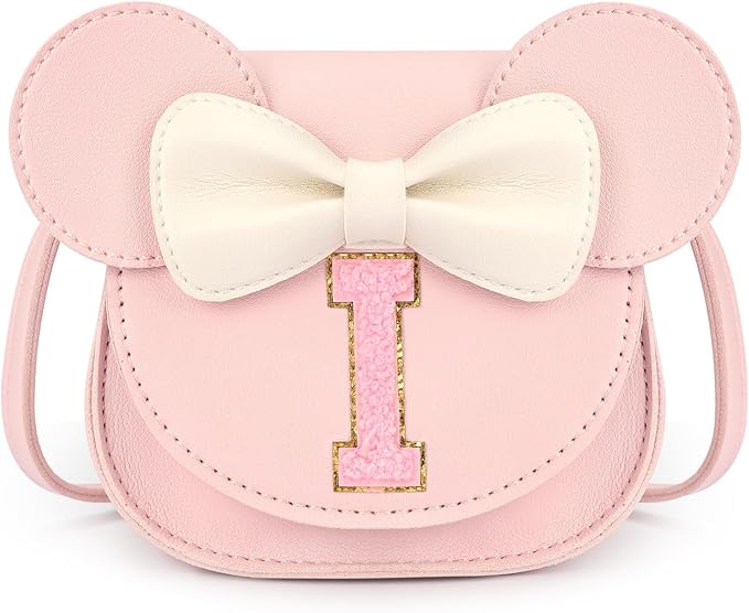 mibasies Toddler Purse Girl Gifts: Girls Birthday Gifts for 3-8 - Toys for Ages 2-4 Girls Mouse Ears Purse, Pink, Letter I