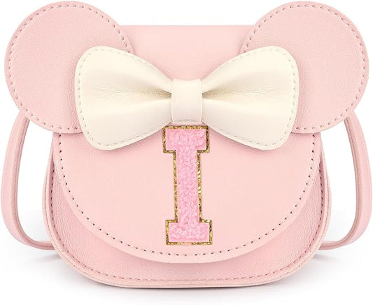 mibasies Toddler Purse Girl Gifts: Girls Birthday Gifts for 3-8 - Toys for Ages 2-4 Girls Mouse Ears Purse, Pink, Letter I
