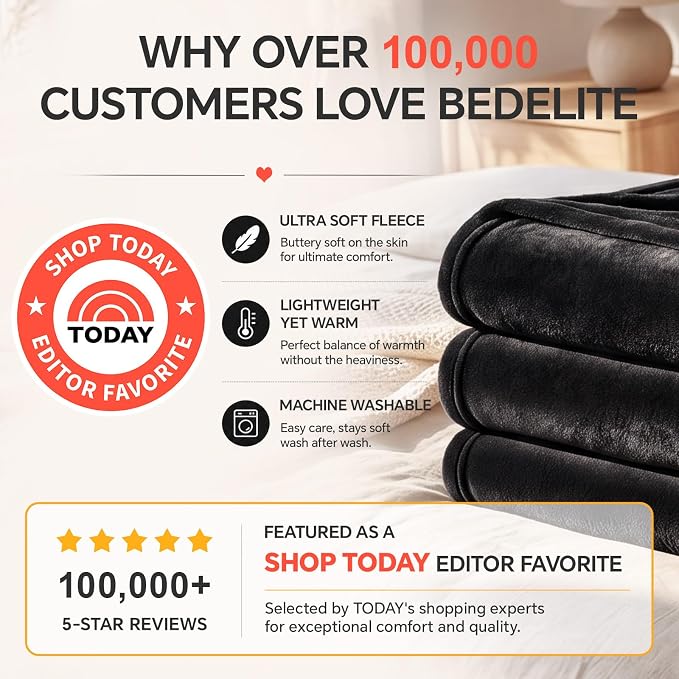 BEDELITE Fleece Blanket Soft Plush Twin Size Blanket White 60"x80" | Ultra Soft Fleece, Plush Microfiber, Lightweight Warmth, All Season Comfort, Fade Resistant, Machine Washable, Couch Sofa Bed