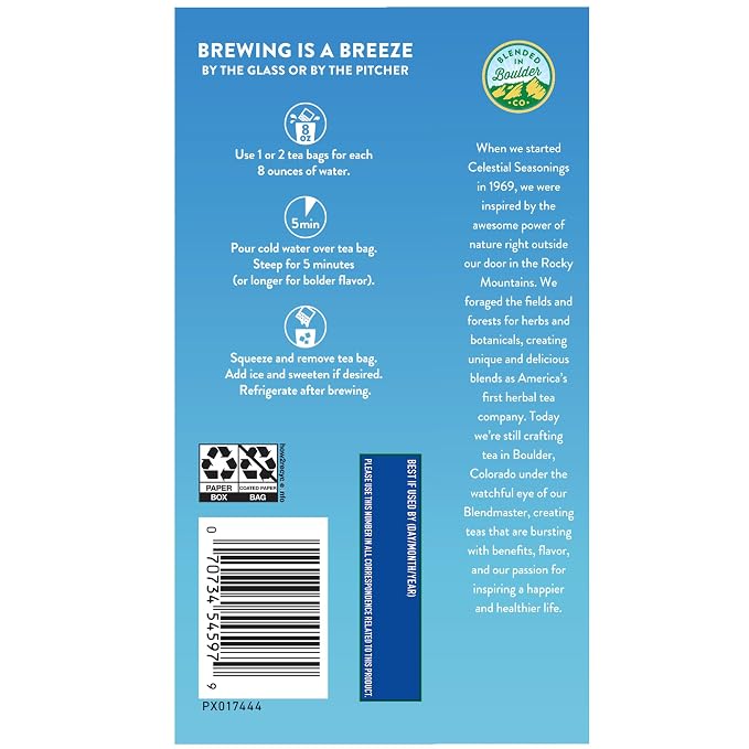 Celestial Seasonings Cold Brew Sweetened Tea with Lemon Iced Tea 18 Tea Bags