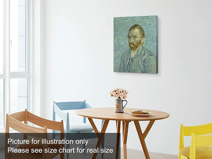 Niwo ART - Van Gogh Self-Portrait, World's Most Famous Paintings Series, Canvas Wall Art Home Decor, Gallery Wrapped, Stretched, Framed Ready to Hang (16"x12"x3/4")