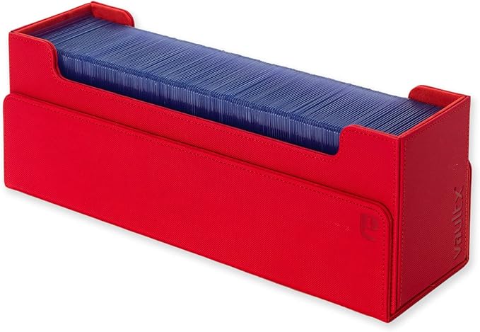 Vault X Card Storage Box, Exo-Tec Material, Detachable Magnetic Lid, with Dividers & Foam Fillers, for Trading Cards (Red)