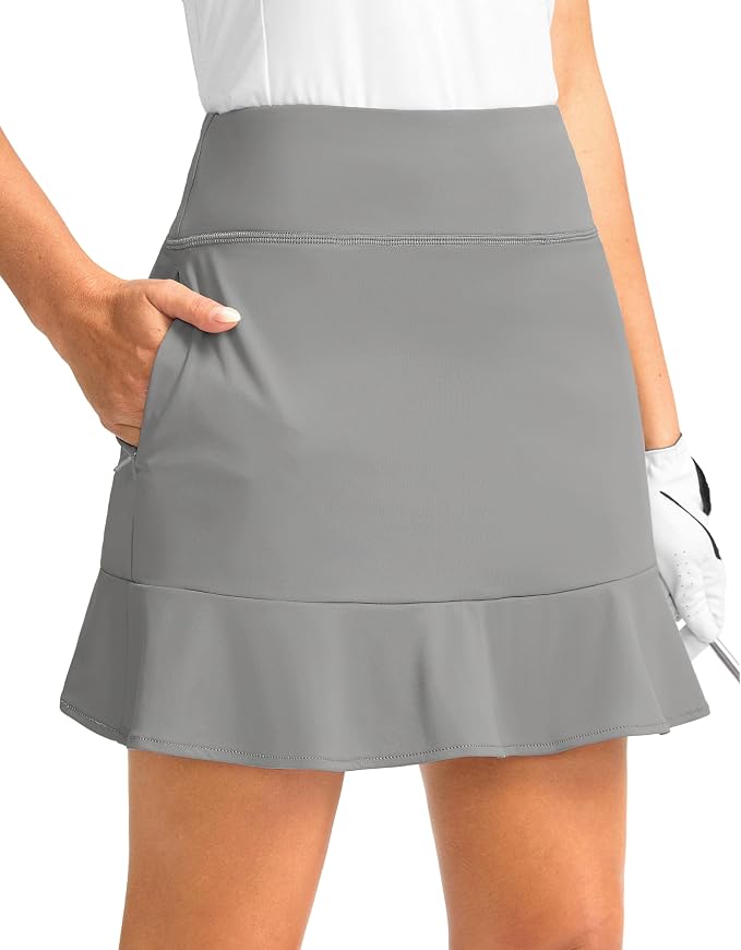 16" Golf Skorts for Women with 5 Pockets | Athletic, Tennis Skirt, High Waisted, Pickleball, Travel, Casual, Lightweight, Ruffle Summer Skirt, with Shorts