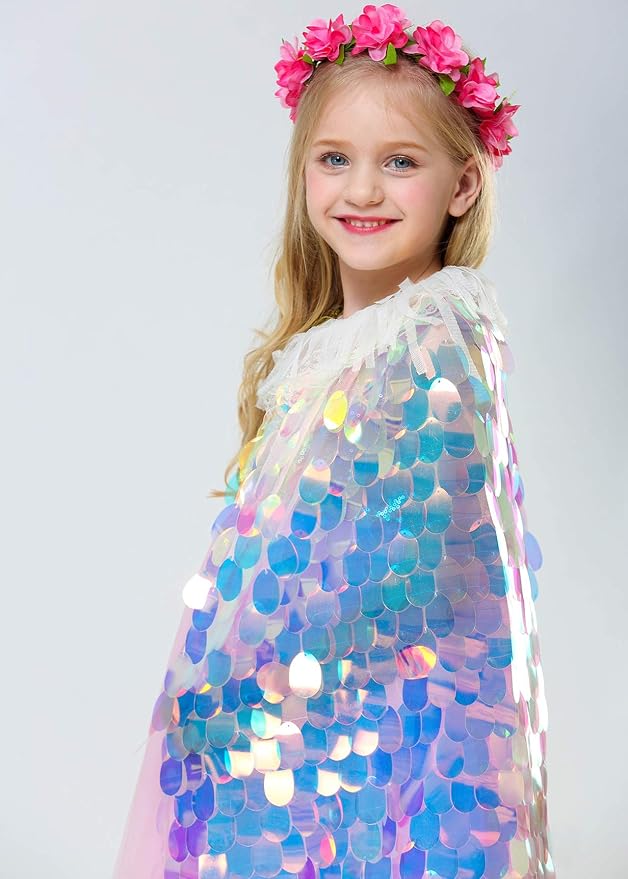 FKKFYY Rainbow Cape Cloak for Girl Princess