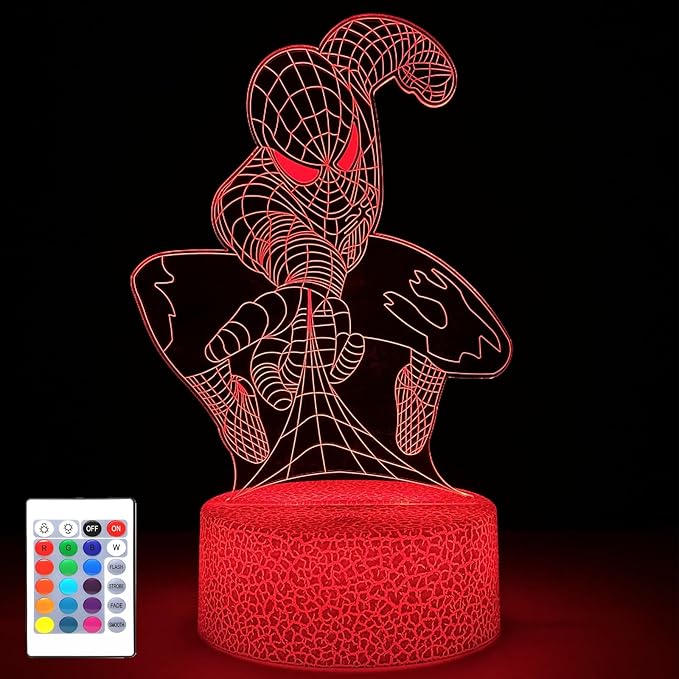 RUTICH 3D Night Light for Boys,16 Colors Dimmable Optical Illusion Lamp,Bedroom Decorations Bedside Lamp,Birthday Christmas Holiday Gifts for Man Teens Boys Girls Kids